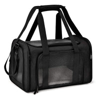 Sac de transport pour chien SAWAH en coloris noir avec panneaux en maille et bandoulière - vue 1